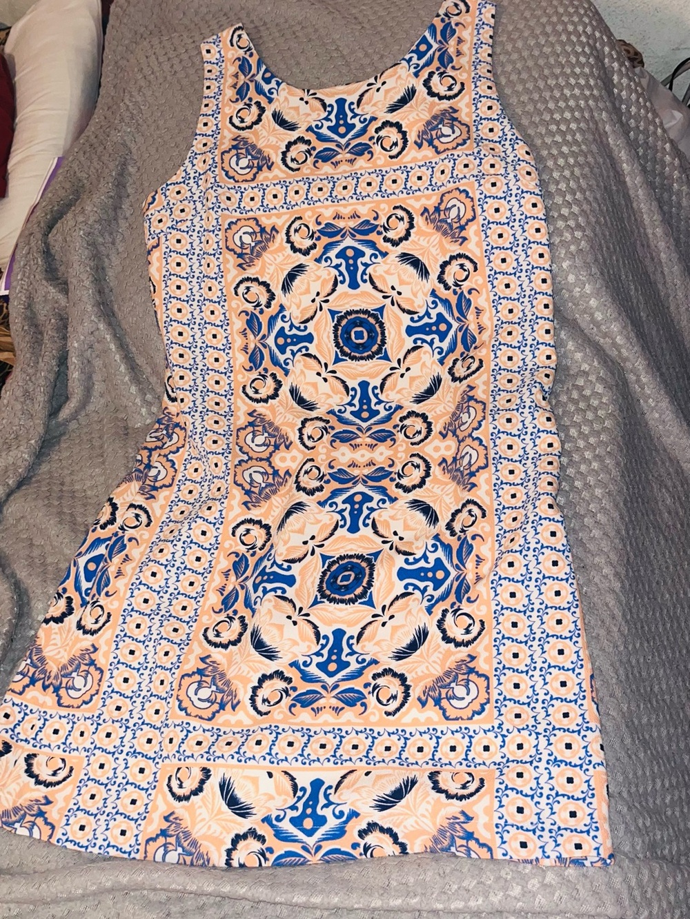 Skies Are Blue Sleeveless Mini Dress - Blue & Cream